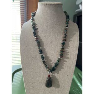 Artisan Jasper & Jadeite Pendant Necklace -- 18"